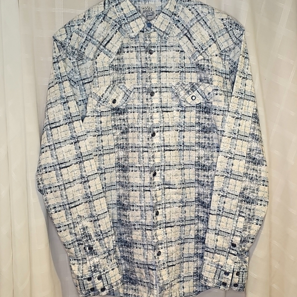 Moonshine mens long-sleeved pearl snap shirt medium
